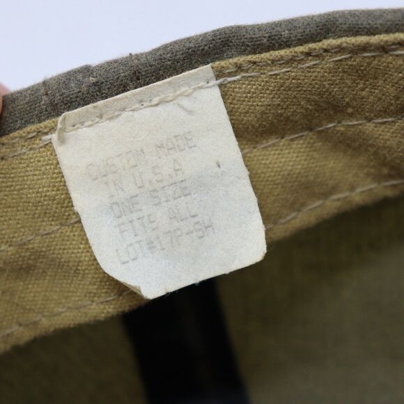 Vtg Filson Cap Dark Tan Khaki Oil Tin Cloth Leather Strap Patch - Picture 4 of 6